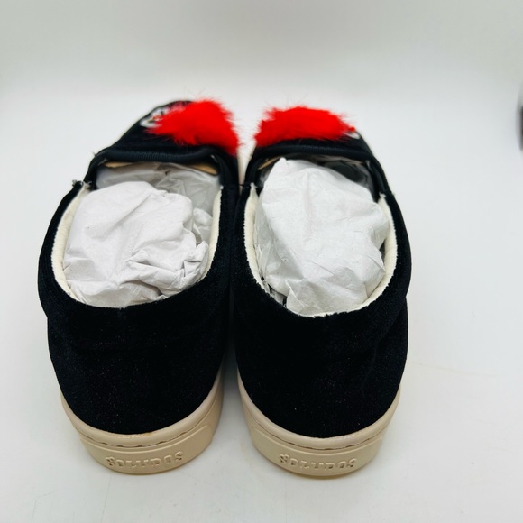 NWT Soludos Velvet Show Pony Sneaker Black and Red Pom Poms Size 5.5 - Picture 7 of 15